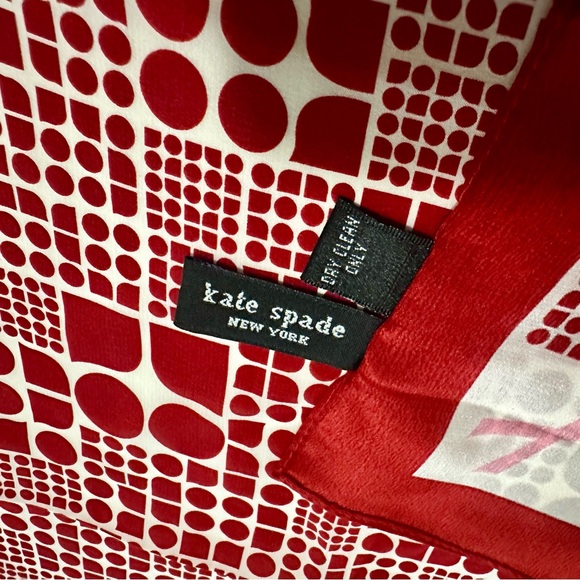 100% Silk Kate Spade New York 22” Square Red White Blue Scarf Handkercheif - Picture 8 of 11